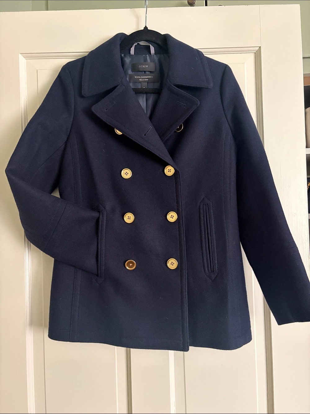 J. Crew Navy Double-Breasted Peacoat with Gold Buttons - Picture 3 of 5